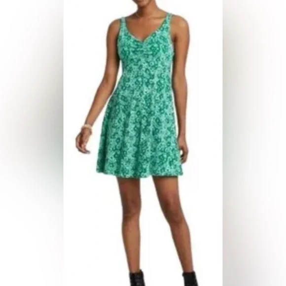 wild fable | Dresses | Wild Fable Womens Floral Sleeveless Ruched Front  Knit Skater Dress Size M Green | Poshmark